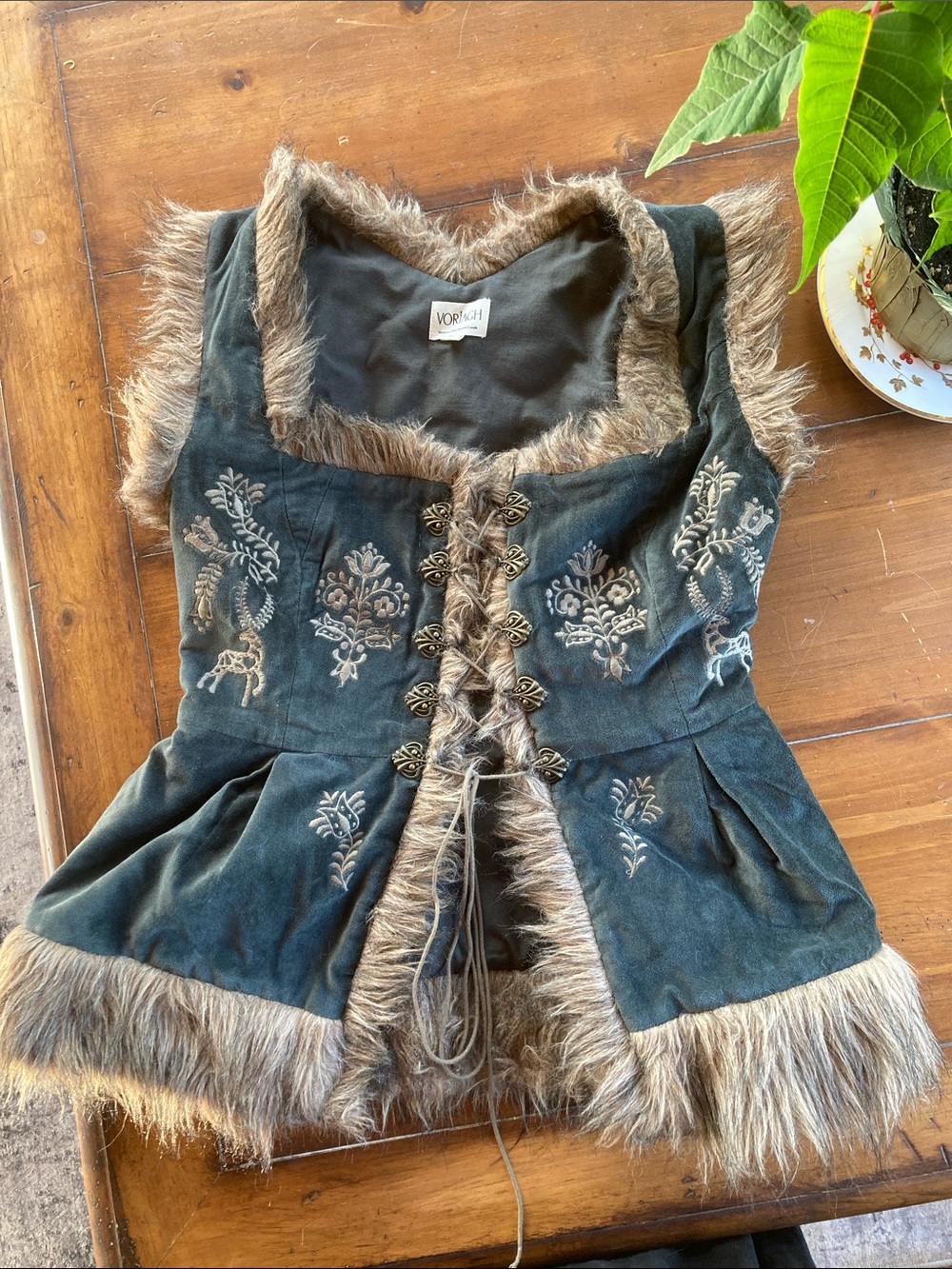 Fur and Velvet Corset Vest